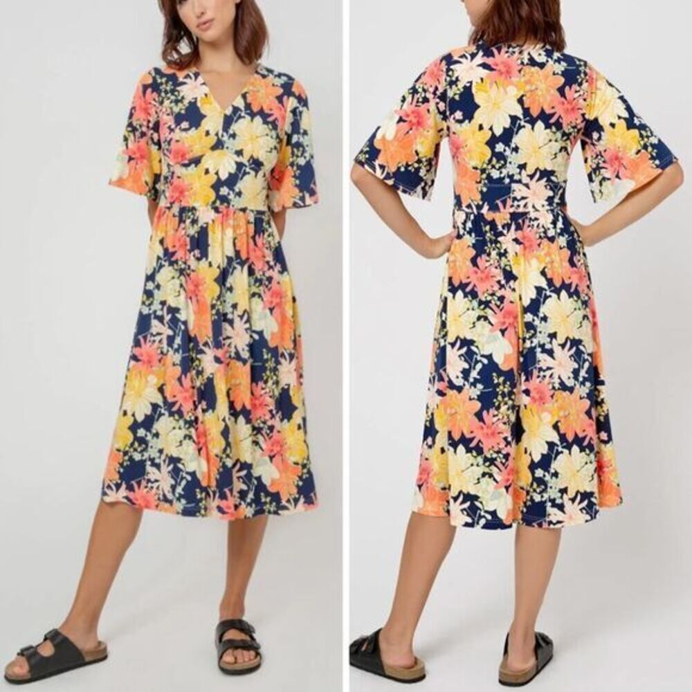 Leota Women's Short Sleeve Zoe Dress in Ginkgo‎ Multi, size 2X
